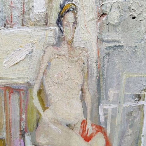 Oil painting nude woman used on plywood with frame 30x40