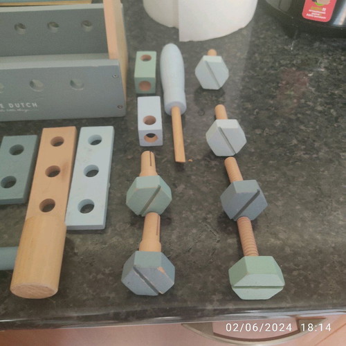Little Dutch wooden toolbox 20 pieces used