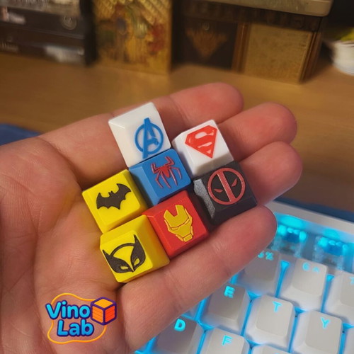 Super-Heroes Custom Keycaps Set new, 3D printed