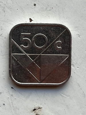 50 Cents 2004 Aruba square coin used