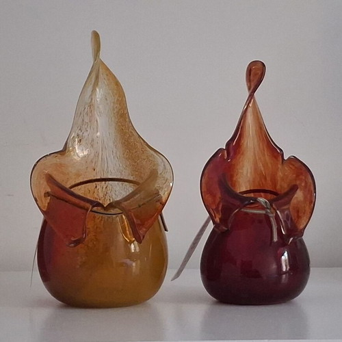 Ζευγάρι χειροποίητα βάζα από art glass στυλ Murano