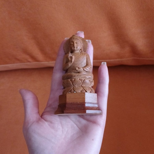 Vintage wooden Buddha figurine like new, small handmade decor