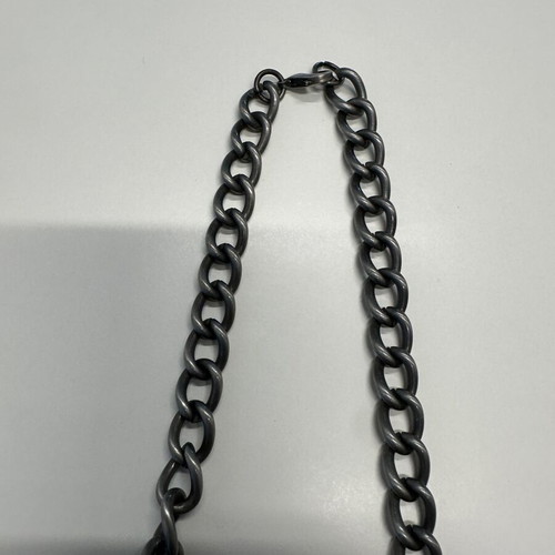 Women's charcoal necklace with large rhinestones and double chain