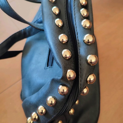 Black faux leather backpack like new with gold studs
