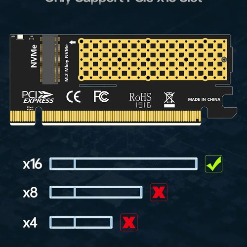 Jeyi M.2 NVME to PCIe X16 adapter PCIe 4.0 Gen4 64 Gbps