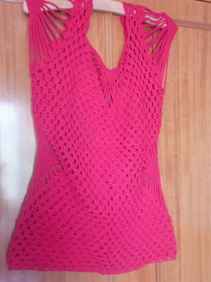 Handmade summer blouse like new, size M-L, red
