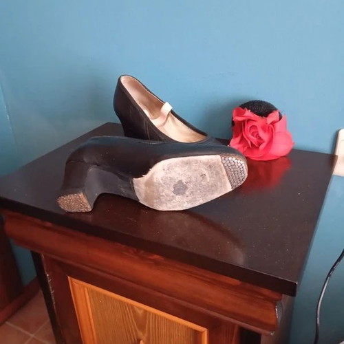 Flamenco Leather Shoes used, size 38, black, made in Spain