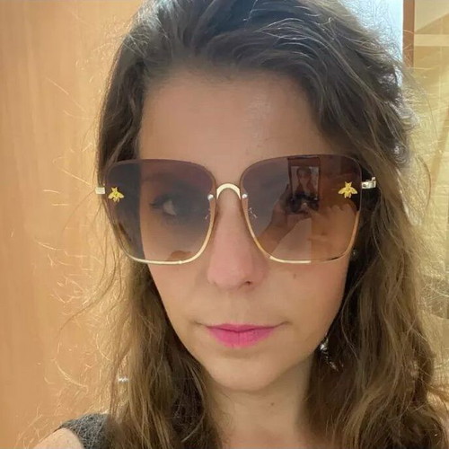 Fashion Lady square sunglasses new, brown gold with Natalia Oreiro CD gift