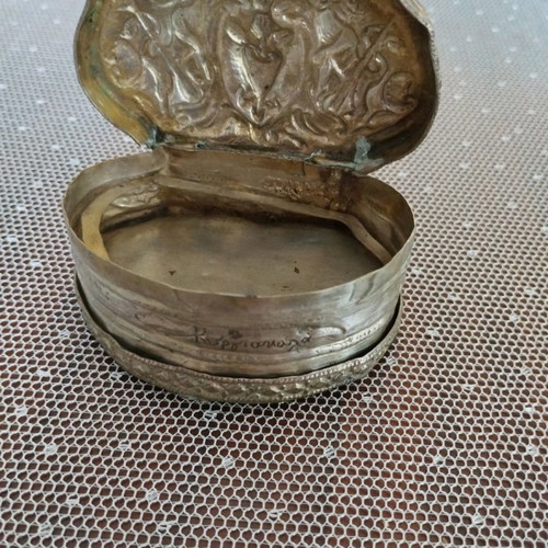 Tobacco box collectible handmade tin used