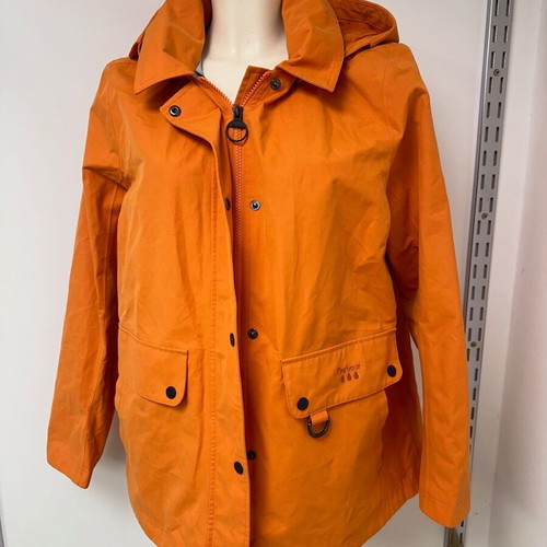 Barbour Women Hoody Jacket used, size 42, orange, waterproof