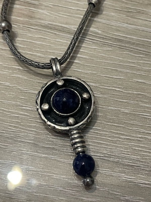Silver 925 necklace with lapis vintage used, 45 cm