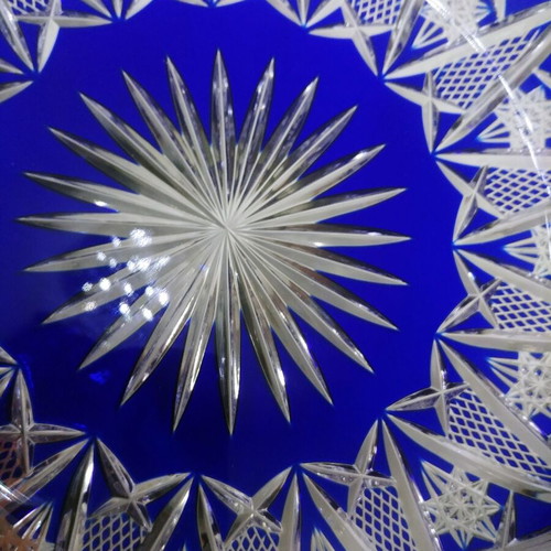 Nachtmann Rom Bleikristall blue platter Germany 50s new