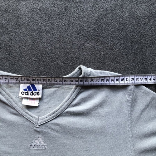 Adidas Vintage Grey V-Neck Tee Like New, Y2K Style