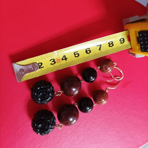 Statement brown red ball earrings like new from Mango