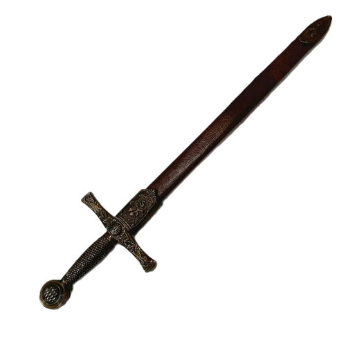 Antique King Arthur Letter Opener sword like new, bronze steel leather