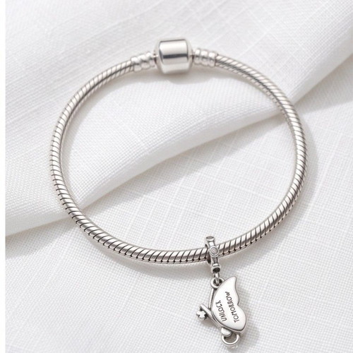 Pandora Winged Dangle Charm blue and silver, new