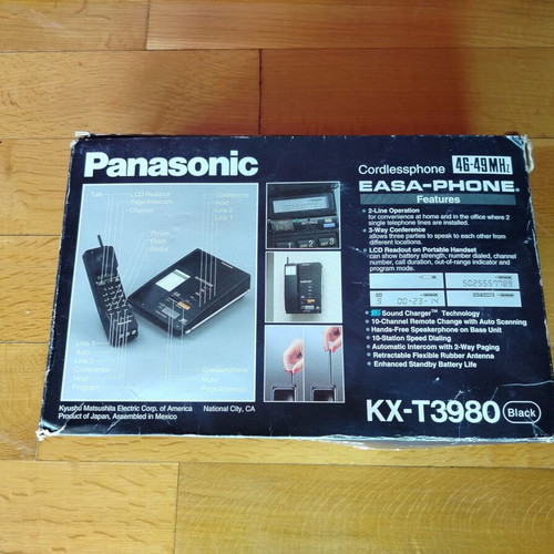 Panasonic KX-T3980 cordless phone used, 1990s, black