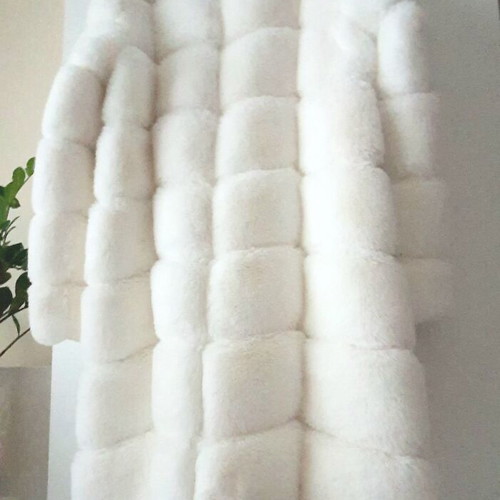 Fur coat made of synthetic hair new, white, size M