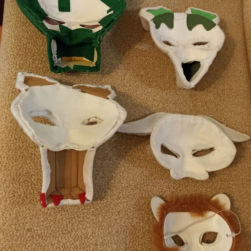 4 Therian animal cosplay masks, handmade, unfinished