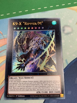 K9 Ripper Yu-Gi-Oh! card like new, ultra rare Burst Protocol set