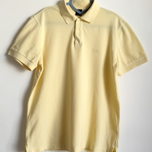 Hugo Boss Pima Cotton Polo Shirt Yellow Slim Fit Size L like new