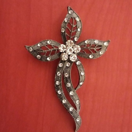 Brooch for lapel new, large with rhinestones