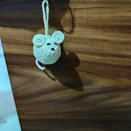 Handmade knitted mouse keychain new