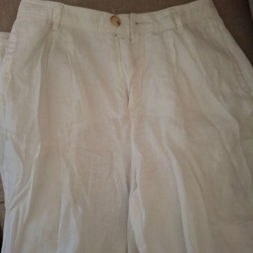 Mango women's linen pants, size M, white, wide leg
