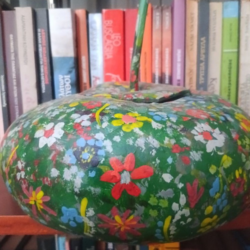 Decorative hand-painted dried water gourd 35 cm like new