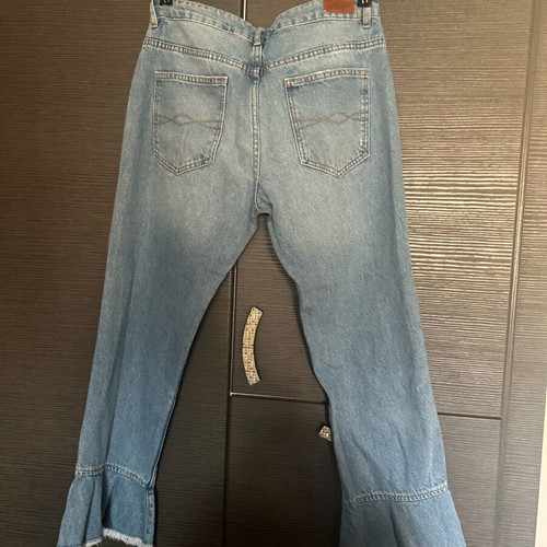 Zara 3/4 Flared Pants Size 38 Blue Like New