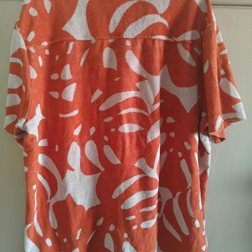 H&M men's short-sleeve shirt XL like new, orange white tropical pattern