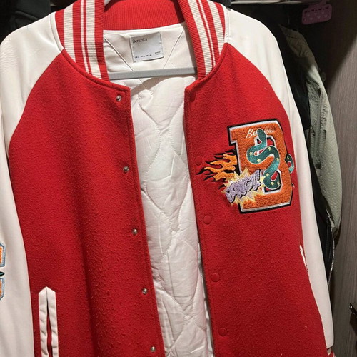 Bershka Jacket size L, like new, white and red