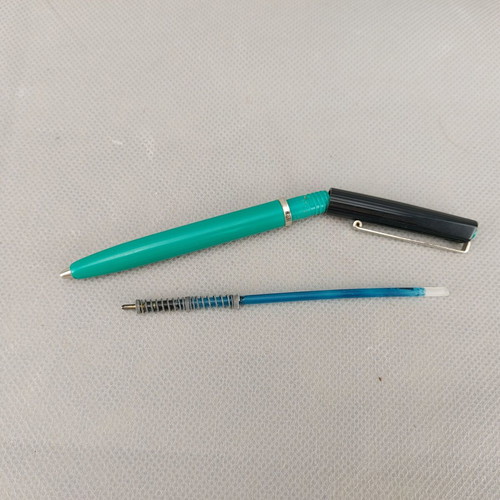 Renox vintage pen from Austria used, green and black plastic