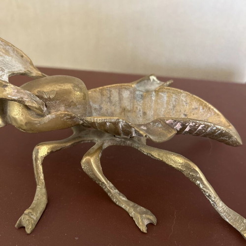 French Large Fly Bee Ashtray 3D Design Gold Brass like new