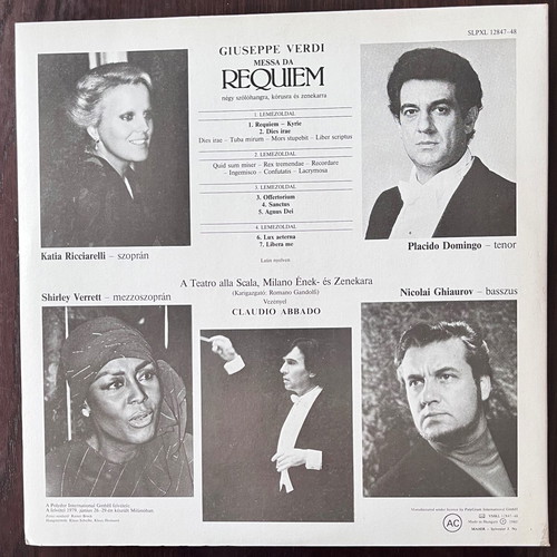 Verdi Requiem double LP used, classical music