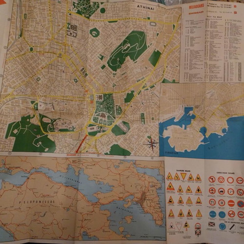 Athens - Greece tourist road map like new 56x78