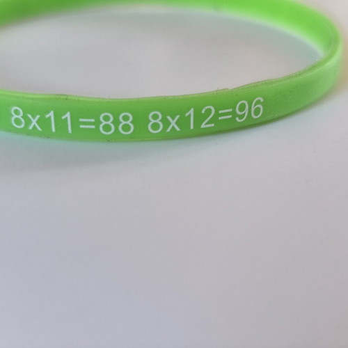 Educational silicone bracelet with multiplication table of 8