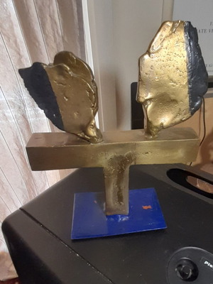 Bernardakis metal sculpture like new, rare bronze on iron base