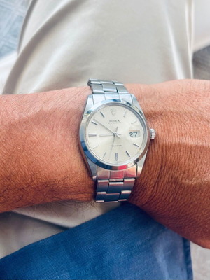 Rolex Oysterdate Precision 34mm vintage wristwatch used, silver