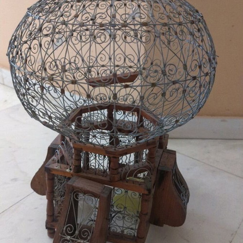 Vintage hot air balloon κλουβί μεταχειρισμένο, χειροποίητο διακοσμητικό