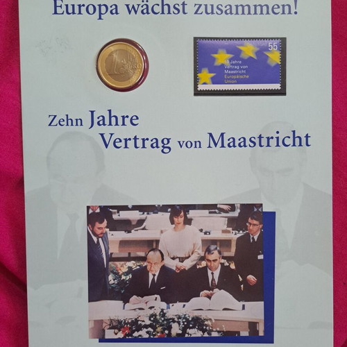 Collectible Coin and Stamp Set The History of the German Euro new