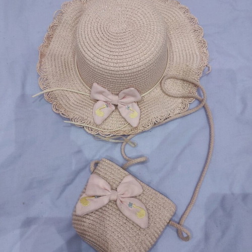 Set of hat and bag for girl, 2 pcs, size S