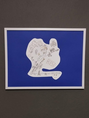 Psychedelic painting Map Of Your Life new with blue and white frame