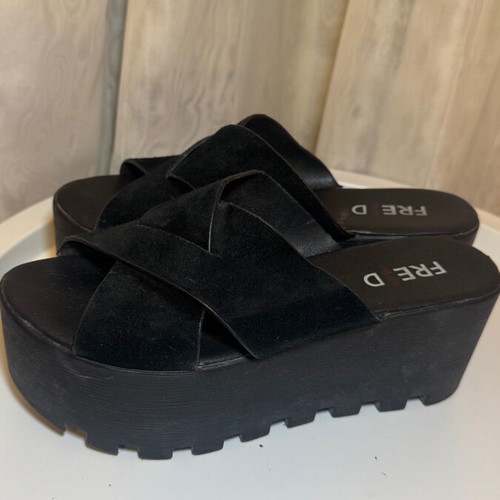 Keep Fred women's platform shoe black suede high double sole size 39 used