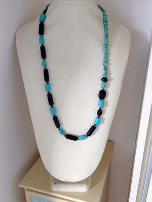Vintage long boho necklace with turquoise, like new
