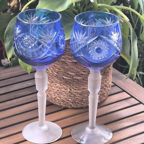 Crystal wine glasses set of 2 like new, -  90,00 - Vendora.cy