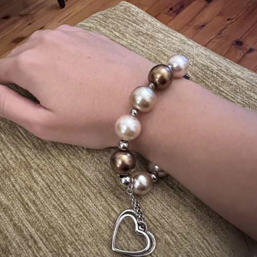 Bracelet with pearls and 925 silver heart clasp