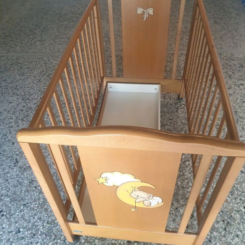 Wooden cot with mattress like new, barely used