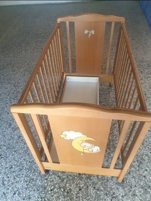 Wooden cot with mattress like new, barely used