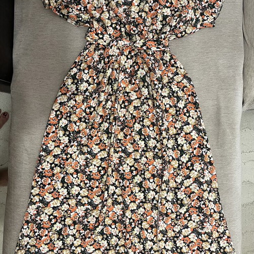 Boho Ditsy Floral Wrap Maxi Dress, multicolor